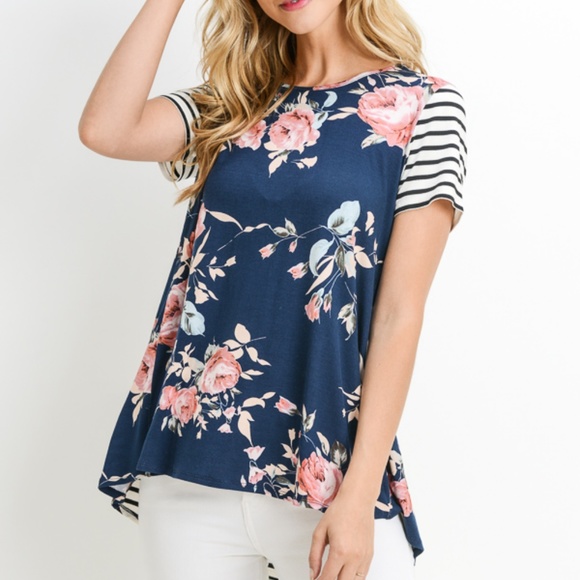 Floral and Striped Top - Picture 2 of 4